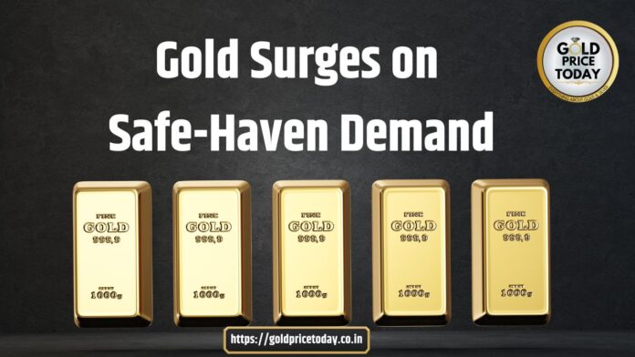 gold price surges on safe haven demand