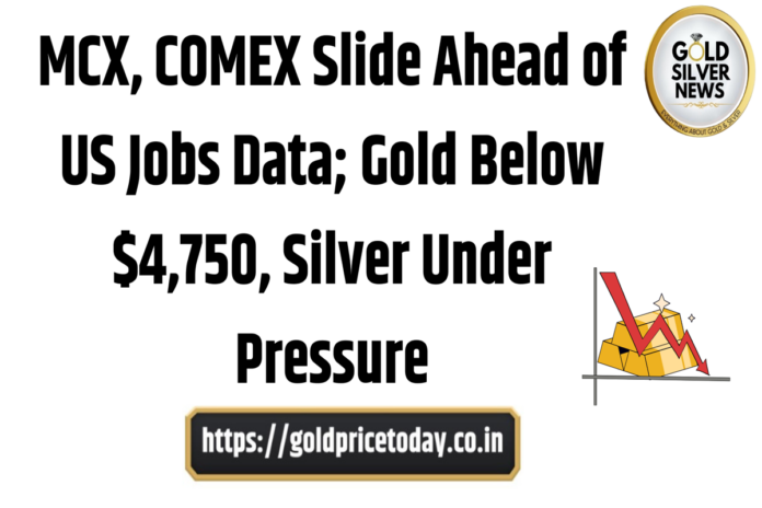Gold Price Today: MCX, COMEX Slide Ahead of US Jobs Data; Gold Below $4,750, Silver Under Pressure
