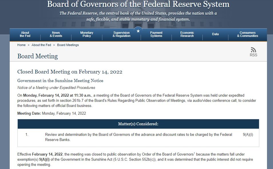 Fed Statement After 14 Feb 2022 Emergency Meeting