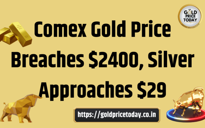 Comex Gold Price Breaches $2400, Silver Approaches $29
